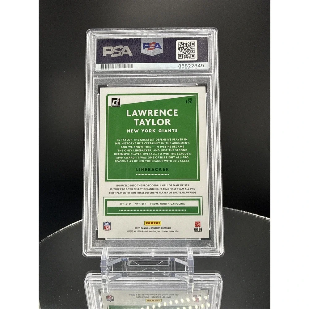 2020 Lawrence‎ Taylor Autographed Donruss #190 Giants Trading Card PSA/DNA